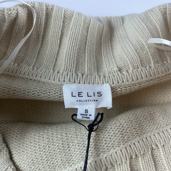 Le Lis Off The Shoulder Sweater Black Striped Womens Small Knit NWT Neutral Cozy - Picture 4 of 9